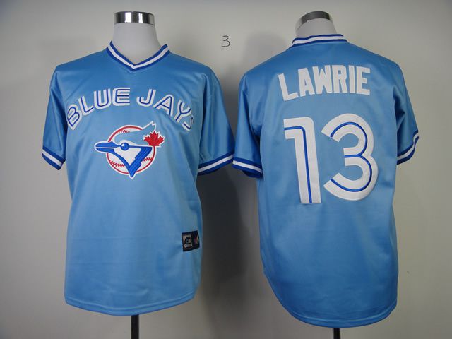 Men Toronto Blue Jays #13 Lawrie Light Blue Throwback MLB Jerseys->toronto blue jays->MLB Jersey